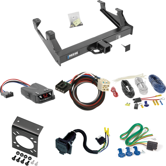 Fits 2015-2019 GMC Sierra 2500 HD Trailer Hitch Tow PKG w/ Tekonsha Brakeman IV Brake Control + Plug & Play BC Adapter + 7-Way RV Wiring By Reese Towpower