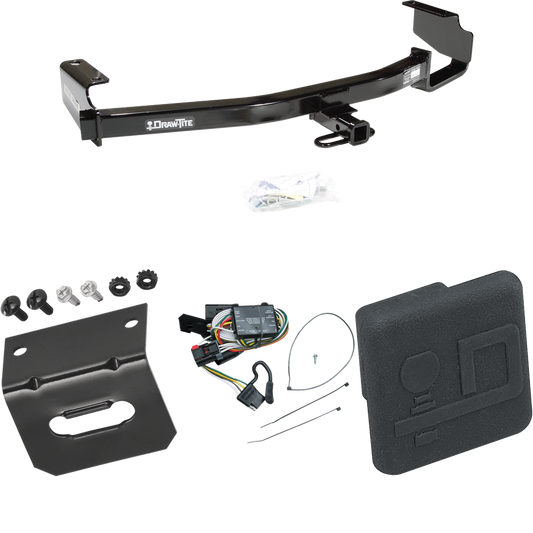 Fits 1996-2000 Plymouth Voyager Trailer Hitch Tow PKG w/ 4-Flat Wiring Harness + Hitch Cover By Draw-Tite