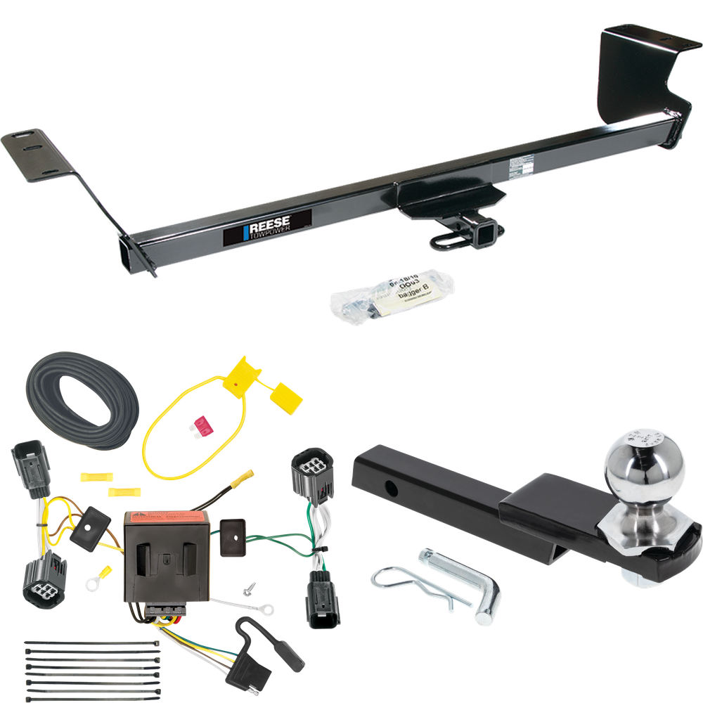 Fits 2011-2020 Dodge Grand Caravan Trailer Hitch Tow PKG w/ 4-Flat Wiring Harness + Interlock Starter Kit w/ 2" Ball 1-1/4" Drop 3/4" Rise By Reese Towpower