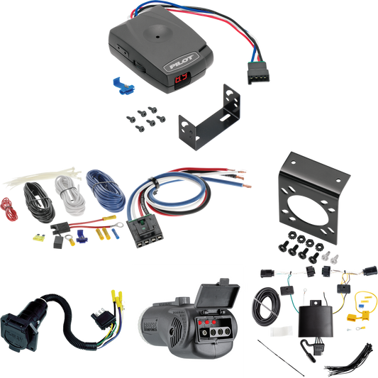 Se adapta al cableado de RV de 7 vías Alfa Romeo Stelvio 2018-2023 + control de freno piloto serie Pro + adaptador de cableado BC genérico + probador 2 en 1 y adaptador de 7 a 4 vías de Tekonsha