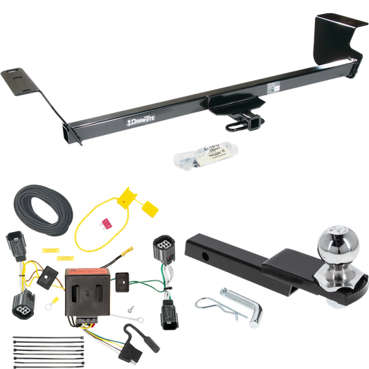 Fits 2011-2016 Chrysler Town & Country Trailer Hitch Tow PKG w/ 4-Flat Wiring Harness + Interlock Starter Kit w/ 2" Ball 1-1/4" Drop 3/4" Rise By Draw-Tite