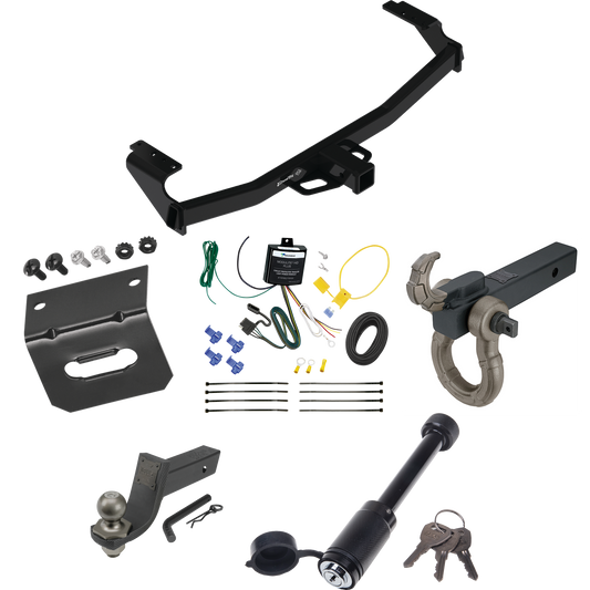 Fits 2021-2022 Mercedes-Benz GLA250 Trailer Hitch Tow PKG w/ 4-Flat Wiring + Interlock Tactical Starter Kit w/ 3-1/4" Drop & 2" Ball + Tactical Hook & Shackle Mount + Tactical Dogbone Lock + Wiring Bracket By Draw-Tite