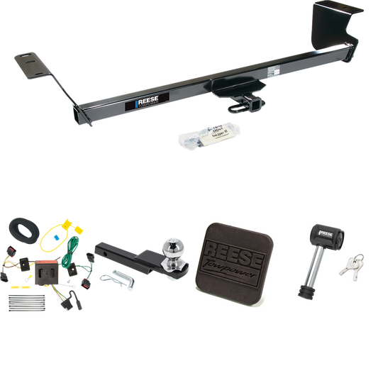 Fits 2008-2010 Chrysler Town & Country Trailer Hitch Tow PKG w/ 4-Flat Wiring Harness + Interlock Starter Kit w/ 2" Ball 1-1/4" Drop 3/4" Rise + Hitch Cover + Hitch Lock By Reese Towpower