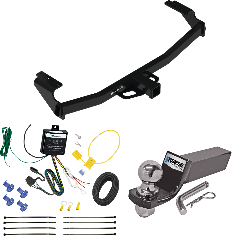 Se adapta al paquete de enganche de remolque Mercedes-Benz GLA250 2021-2022 con cableado plano de 4 + kit de montaje de bola de inicio con caída de 2" y bola de 2" de Draw-Tite