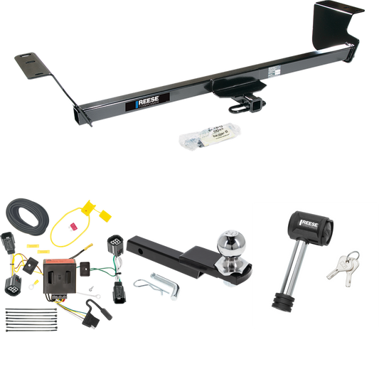 Fits 2012-2015 RAM C/V Trailer Hitch Tow PKG w/ 4-Flat Wiring Harness + Interlock Starter Kit w/ 2" Ball 1-1/4" Drop 3/4" Rise + Hitch Lock (For Tradesman Models) By Reese Towpower