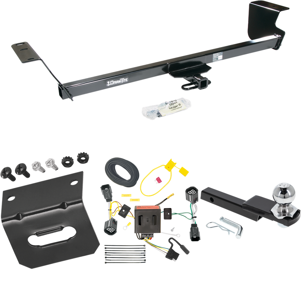 Fits 2012-2015 RAM C/V Trailer Hitch Tow PKG w/ 4-Flat Wiring Harness + Interlock Starter Kit w/ 2" Ball 1-1/4" Drop 3/4" Rise + Wiring Bracket (For Tradesman Models) By Draw-Tite