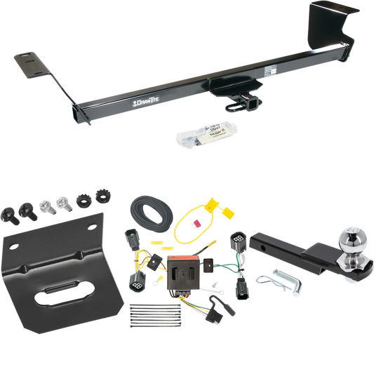 Fits 2012-2015 RAM C/V Trailer Hitch Tow PKG w/ 4-Flat Wiring Harness + Interlock Starter Kit w/ 2" Ball 1-1/4" Drop 3/4" Rise + Wiring Bracket (For Tradesman Models) By Draw-Tite