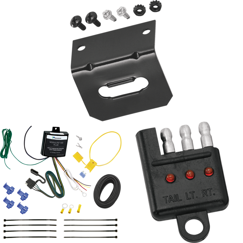 Fits 2010-2014 Volkswagen Golf 4-Flat Vehicle End Trailer Wiring Harness + Wiring Bracket + Wiring Tester (For 4 Dr. Hatchback, Except R Models) By Tekonsha