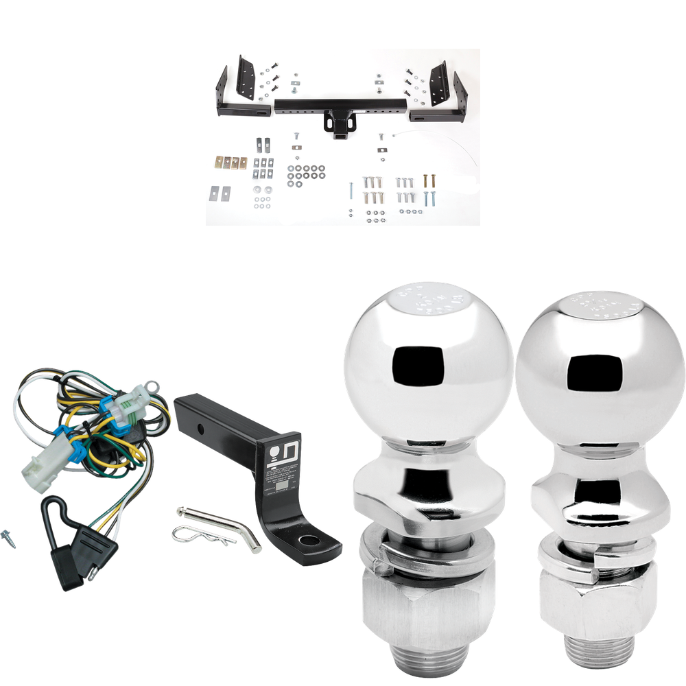 Fits 1998-2000 Isuzu Hombre Trailer Hitch Tow PKG w/ 4-Flat Wiring + Ball Mount w/ 4" Drop + 2" Ball + 2-5/16" Ball (For w/Step Bumper Models) By Reese Towpower