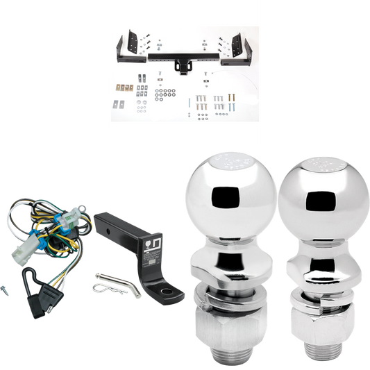 Fits 1998-2000 Isuzu Hombre Trailer Hitch Tow PKG w/ 4-Flat Wiring + Ball Mount w/ 4" Drop + 2" Ball + 2-5/16" Ball (For w/Step Bumper Models) By Reese Towpower