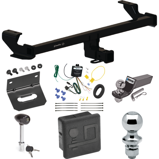 Fits 2022-2023 Volkswagen Taos Trailer Hitch Tow PKG w/ 4-Flat Wiring + Starter Kit Ball Mount w/ 2" Drop & 2" Ball + 1-7/8" Ball + Wiring Bracket + Hitch Lock + Hitch Cover By Draw-Tite