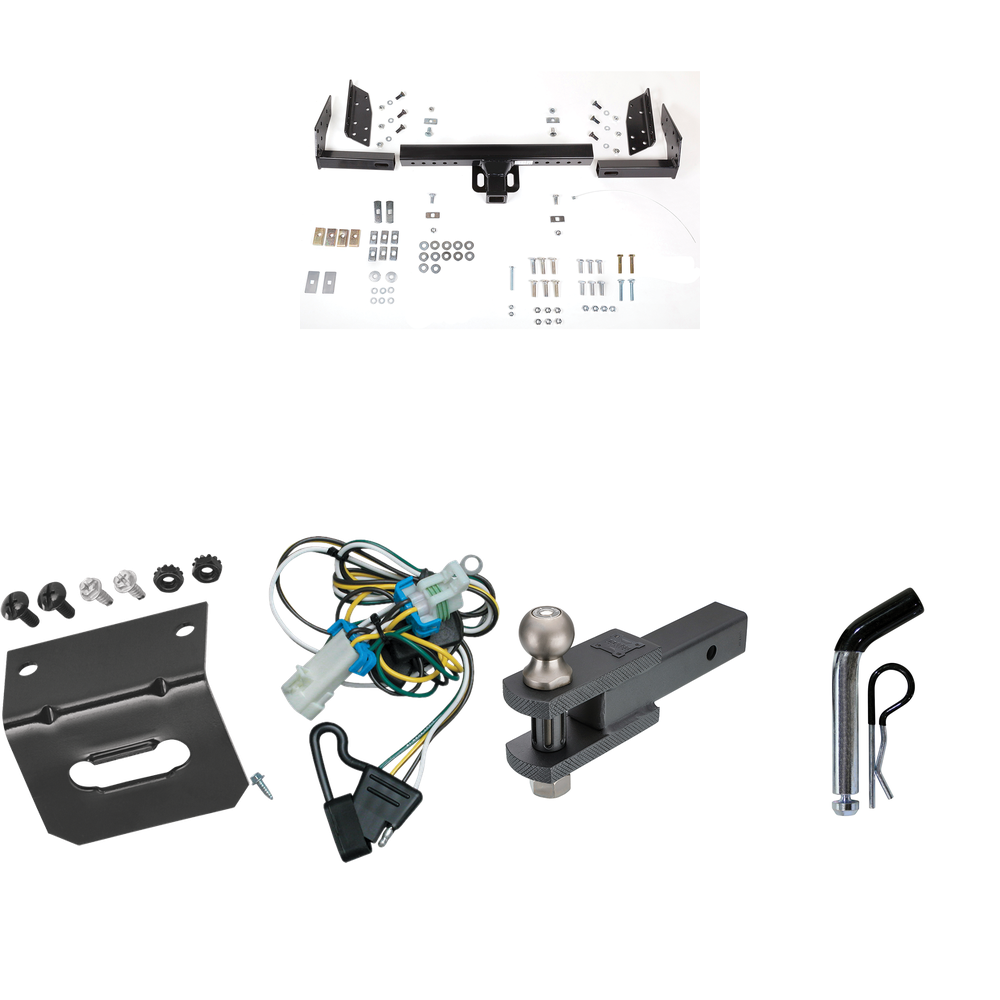 Fits 1998-2000 Isuzu Hombre Trailer Hitch Tow PKG w/ 4-Flat Wiring Harness + Clevis Hitch Ball Mount w/ 2" Ball + Pin/Clip + Wiring Bracket (For w/Step Bumper Models) By Reese Towpower