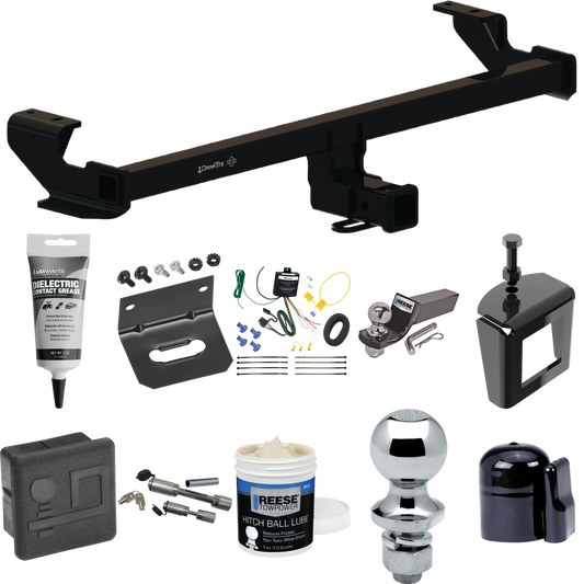 Fits 2022-2023 Volkswagen Taos Trailer Hitch Tow PKG w/ 4-Flat Wiring + Starter Kit Ball Mount w/ 2" Drop & 2" Ball + 1-7/8" Ball + Wiring Bracket + Dual Hitch & Coupler Locks + Hitch Cover + Wiring Tester + Ball Lube +Electric Grease + Ball Wrench +