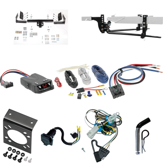 Fits 1998-2000 Isuzu Hombre Trailer Hitch Tow PKG w/ 6K Round Bar Weight Distribution Hitch w/ 2-5/16" Ball + Pin/Clip + Tekonsha Brakeman IV Brake Control + Generic BC Wiring Adapter + 7-Way RV Wiring (For w/Step Bumper Models) By Reese Towpower