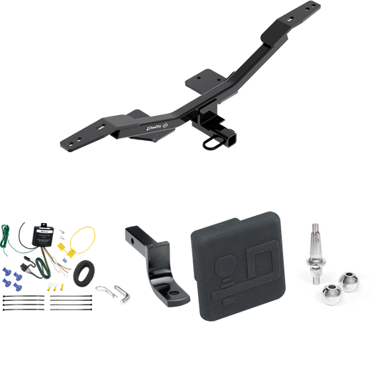 Fits 2009-2023 Audi A4 Trailer Hitch Tow PKG w/ 4-Flat Wiring Harness + Draw-Bar + Interchangeable 1-7/8" & 2" Balls + Hitch Cover (For Sedan Models) By Draw-Tite