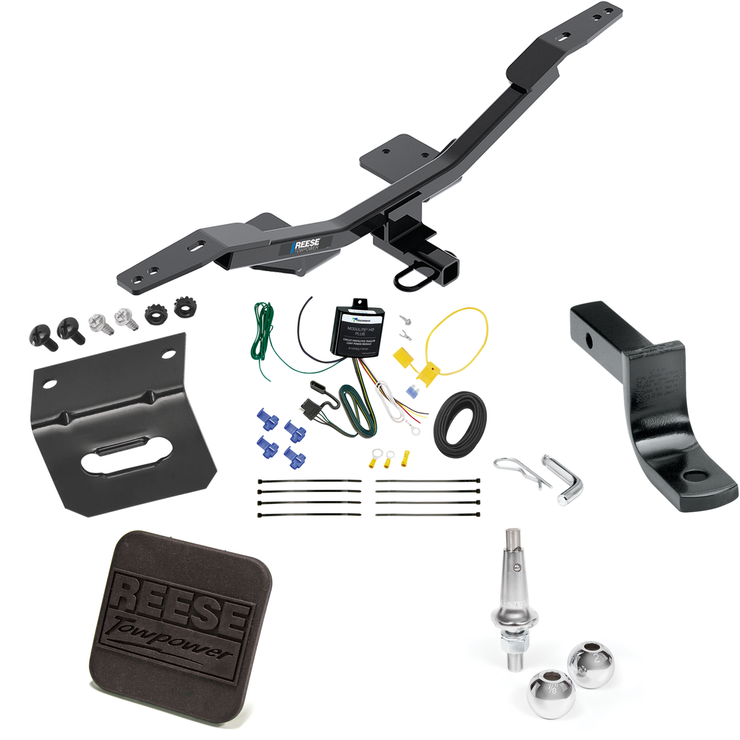 Fits 2009-2023 Audi A4 Trailer Hitch Tow PKG w/ 4-Flat Wiring Harness + Draw-Bar + Interchangeable 1-7/8" & 2" Balls + Wiring Bracket + Hitch Cover (For Sedan Models) By Reese Towpower