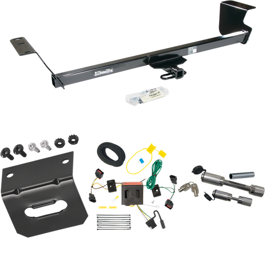 Fits 2008-2010 Chrysler Town & Country Trailer Hitch Tow PKG w/ 4-Flat Wiring Harness + Wiring Bracket + Dual Hitch & Coupler Locks By Draw-Tite