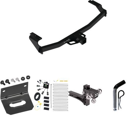 Fits 2021-2022 Mercedes-Benz GLA250 Trailer Hitch Tow PKG w/ 4-Flat Zero Contact "No Splice" Wiring Harness + Adjustable Drop Rise Triple Ball Ball Mount 1-7/8" & 2" & 2-5/16" Trailer Balls + Pin/Clip + Wiring Bracket By Draw-Tite