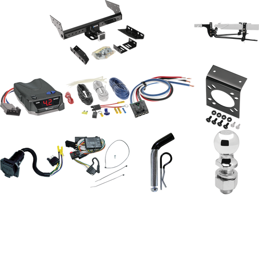 Fits 1996-2000 Plymouth Voyager Trailer Hitch Tow PKG w/ 6K Round Bar Weight Distribution Hitch w/ 2-5/16" Ball + 2" Ball + Pin/Clip + Tekonsha BRAKE-EVN Brake Control + Generic BC Wiring Adapter + 7-Way RV Wiring By Reese Towpower