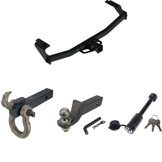 Fits 2021-2022 Mercedes-Benz GLA250 Trailer Hitch Tow PKG + Interlock Tactical Starter Kit w/ 2" Drop & 2" Ball + Tactical Hook & Shackle Mount + Tactical Dogbone Lock By Reese Towpower