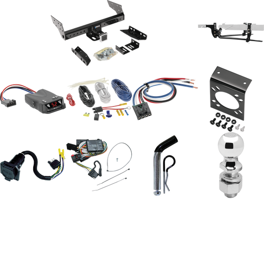 Fits 1996-2000 Dodge Caravan Trailer Hitch Tow PKG w/ 6K Round Bar Weight Distribution Hitch w/ 2-5/16" Ball + 2" Ball + Pin/Clip + Tekonsha Brakeman IV Brake Control + Generic BC Wiring Adapter + 7-Way RV Wiring By Reese Towpower