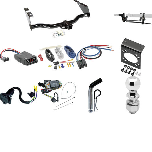 Fits 1996-2000 Plymouth Grand Voyager Trailer Hitch Tow PKG w/ 6K Round Bar Weight Distribution Hitch w/ 2-5/16" Ball + 2" Ball + Pin/Clip + Tekonsha Brakeman IV Brake Control + Generic BC Wiring Adapter + 7-Way RV Wiring By Draw-Tite