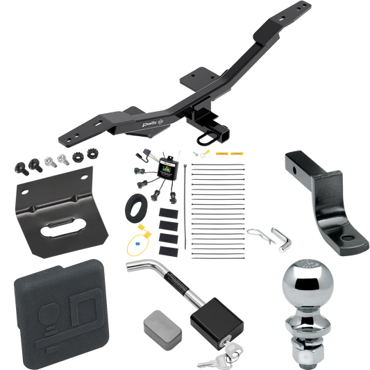 Fits 2009-2023 Audi A4 Trailer Hitch Tow PKG w/ 4-Flat Zero Contact "No Splice" Wiring Harness + Draw-Bar + 2" Ball + Wiring Bracket + Hitch Cover + Hitch Lock (For Sedan Models) By Draw-Tite