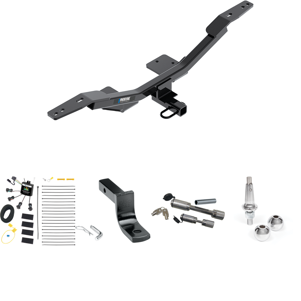 Fits 2009-2023 Audi A4 Trailer Hitch Tow PKG w/ 4-Flat Zero Contact "No Splice" Wiring Harness + Draw-Bar + Interchangeable 1-7/8" & 2" Balls + Dual Hitch & Coupler Locks (For Sedan Models) By Reese Towpower