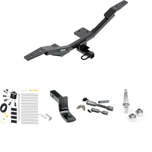 Fits 2009-2023 Audi A4 Trailer Hitch Tow PKG w/ 4-Flat Zero Contact "No Splice" Wiring Harness + Draw-Bar + Interchangeable 1-7/8" & 2" Balls + Dual Hitch & Coupler Locks (For Sedan Models) By Reese Towpower