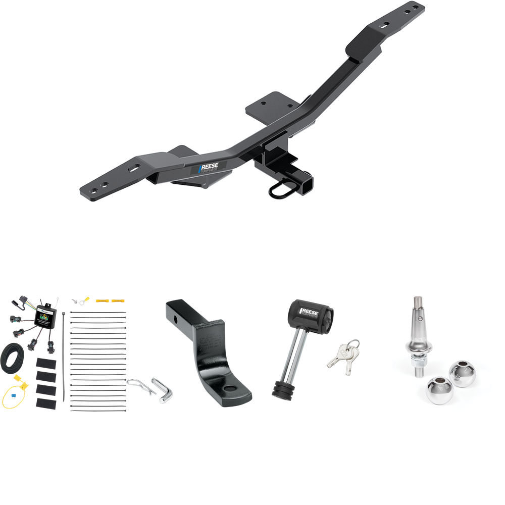 Fits 2009-2023 Audi A4 Trailer Hitch Tow PKG w/ 4-Flat Zero Contact "No Splice" Wiring Harness + Draw-Bar + Interchangeable 1-7/8" & 2" Balls + Hitch Lock (For Sedan Models) By Reese Towpower