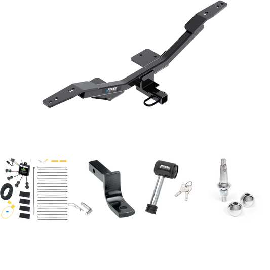 Fits 2009-2023 Audi A4 Trailer Hitch Tow PKG w/ 4-Flat Zero Contact "No Splice" Wiring Harness + Draw-Bar + Interchangeable 1-7/8" & 2" Balls + Hitch Lock (For Sedan Models) By Reese Towpower