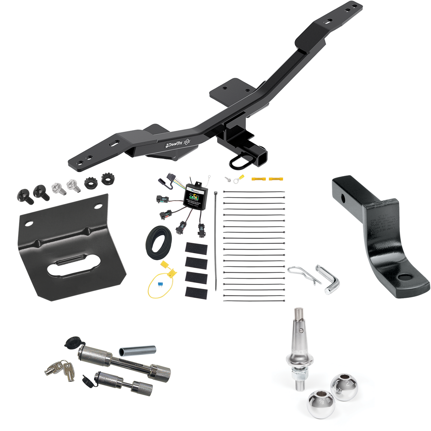 Fits 2009-2023 Audi A4 Trailer Hitch Tow PKG w/ 4-Flat Zero Contact "No Splice" Wiring Harness + Draw-Bar + Interchangeable 1-7/8" & 2" Balls + Wiring Bracket + Dual Hitch & Coupler Locks (For Sedan Models) By Draw-Tite