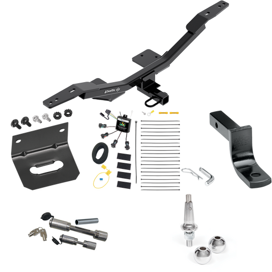 Fits 2009-2023 Audi A4 Trailer Hitch Tow PKG w/ 4-Flat Zero Contact "No Splice" Wiring Harness + Draw-Bar + Interchangeable 1-7/8" & 2" Balls + Wiring Bracket + Dual Hitch & Coupler Locks (For Sedan Models) By Draw-Tite