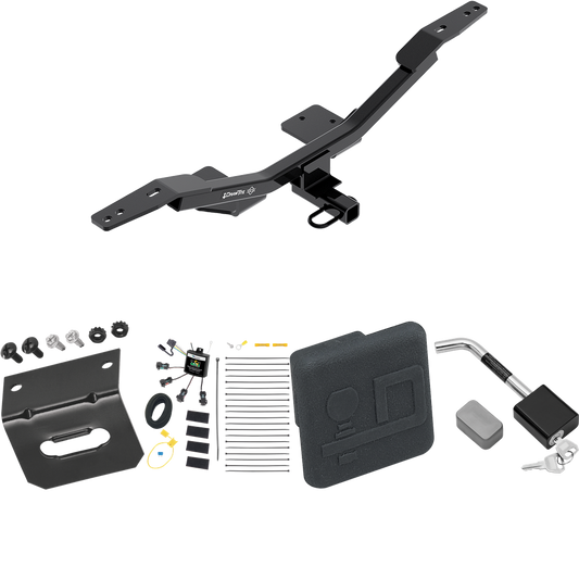 Fits 2009-2023 Audi A4 Trailer Hitch Tow PKG w/ 4-Flat Zero Contact "No Splice" Wiring Harness + Hitch Cover + Hitch Lock (For Sedan Models) By Draw-Tite