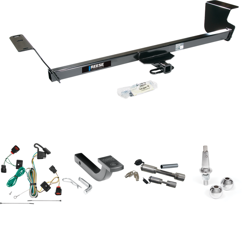 Fits 2009-2012 Volkswagen Routan Trailer Hitch Tow PKG w/ 4-Flat Wiring Harness + Draw-Bar + Interchangeable 1-7/8" & 2" Balls + Dual Hitch & Coupler Locks By Reese Towpower