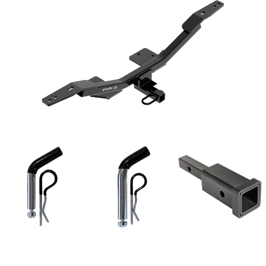 Fits 2009-2023 Audi A4 Trailer Hitch Tow PKG w/ Hitch Adapter 1-1/4" to 2" Receiver + 1/2" Pin & Clip + 5/8" Pin & Clip (For Sedan Models) By Draw-Tite