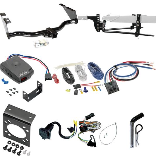 Fits 2001-2003 Chrysler Voyager Trailer Hitch Tow PKG w/ 6K Round Bar Weight Distribution Hitch w/ 2-5/16" Ball + Pin/Clip + Pro Series Pilot Brake Control + Generic BC Wiring Adapter + 7-Way RV Wiring By Draw-Tite