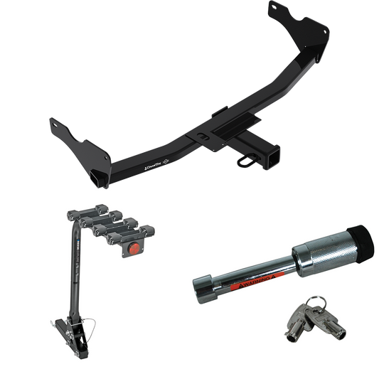 Fits 2019-2022 Audi Q3 Trailer Hitch Tow PKG w/ 4 Bike Carrier Rack + Hitch Lock (Excludes: w/Hands-Free Liftgate Sensor Models) By Draw-Tite