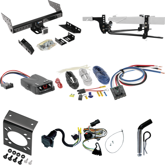 Fits 2001-2003 Chrysler Town & Country Trailer Hitch Tow PKG w/ 6K Round Bar Weight Distribution Hitch w/ 2-5/16" Ball + Pin/Clip + Tekonsha Brakeman IV Brake Control + Generic BC Wiring Adapter + 7-Way RV Wiring By Reese Towpower