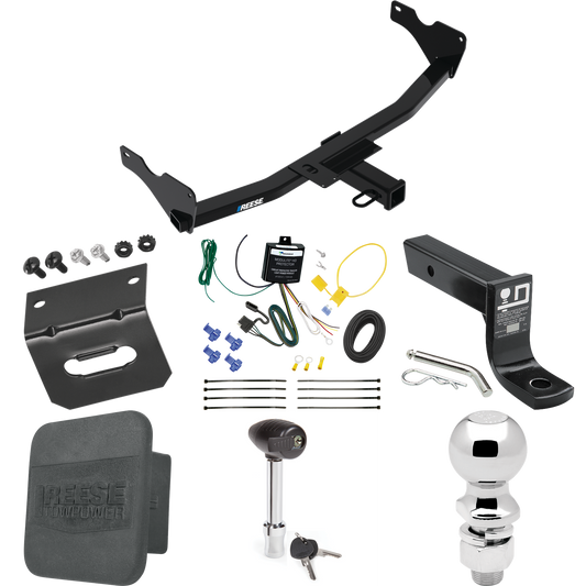 Fits 2019-2022 Audi Q3 Trailer Hitch Tow PKG w/ 4-Flat Wiring + Ball Mount w/ 4" Drop + 2-5/16" Ball + Wiring Bracket + Hitch Lock + Hitch Cover (Excludes: w/Hands-Free Liftgate Sensor Models) By Reese Towpower