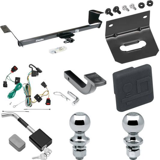 Se adapta al paquete de enganche de remolque Volkswagen Routan 2009-2012 con arnés de cableado plano de 4 + barra de tracción + bola de 1-7/8" + bola de 2" + soporte de cableado + cubierta de enganche + bloqueo de enganche de Draw-Tite