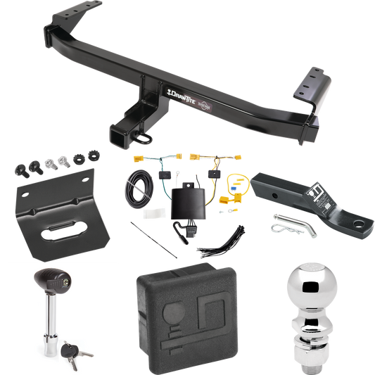 Fits 2021-2022 Mercedes-Benz GLB35 AMG Trailer Hitch Tow PKG w/ 4-Flat Wiring + Ball Mount w/ 2" Drop + 2-5/16" Ball + Wiring Bracket + Hitch Lock + Hitch Cover By Draw-Tite