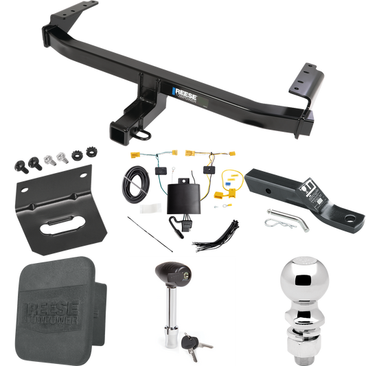 Fits 2021-2022 Mercedes-Benz GLB35 AMG Trailer Hitch Tow PKG w/ 4-Flat Wiring + Ball Mount w/ 2" Drop + 2-5/16" Ball + Wiring Bracket + Hitch Lock + Hitch Cover By Reese Towpower