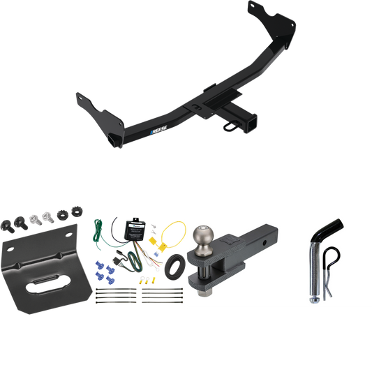 Fits 2019-2022 Audi Q3 Trailer Hitch Tow PKG w/ 4-Flat Wiring Harness + Clevis Hitch Ball Mount w/ 2" Ball + Pin/Clip + Wiring Bracket (Excludes: w/Hands-Free Liftgate Sensor Models) By Reese Towpower