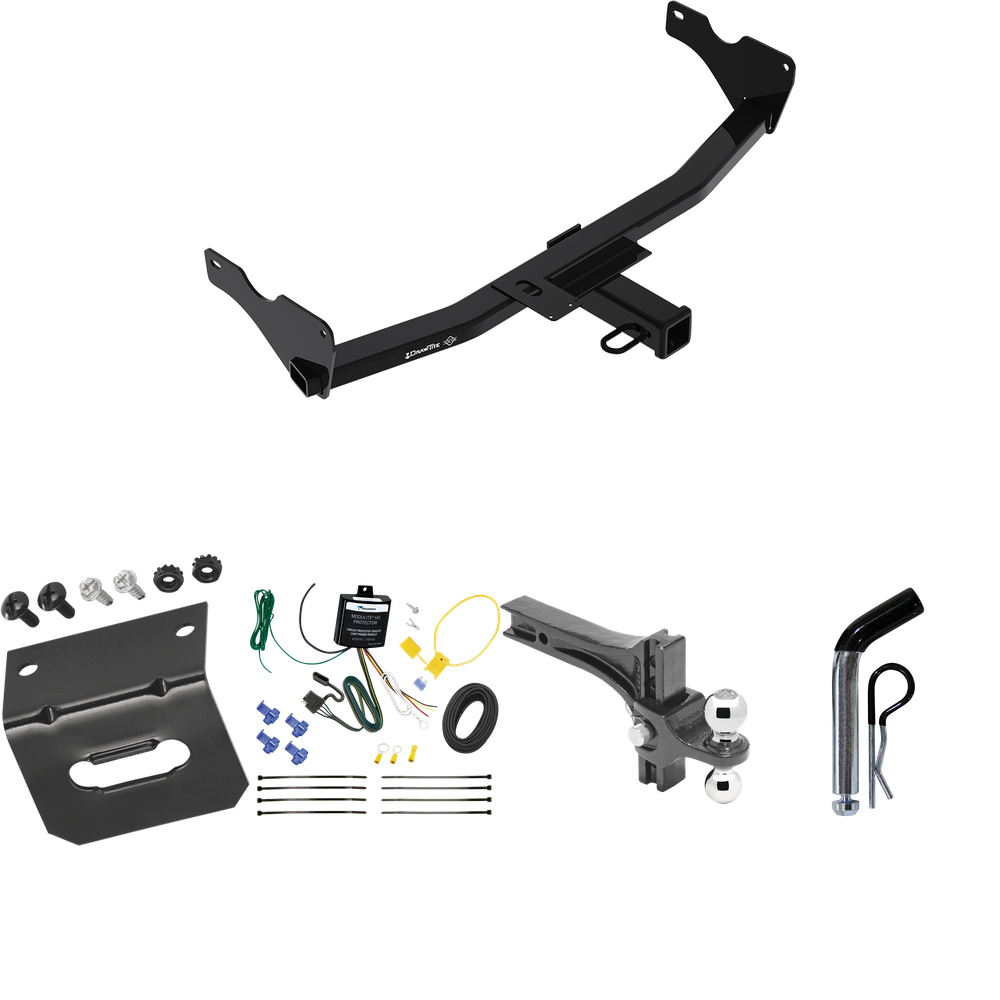 Fits 2019-2022 Audi Q3 Trailer Hitch Tow PKG w/ 4-Flat Wiring Harness + Dual Adjustable Drop Rise Ball Ball Mount 2" & 2-5/16" Trailer Balls + Pin/Clip + Wiring Bracket (Excludes: w/Hands-Free Liftgate Sensor Models) By Draw-Tite