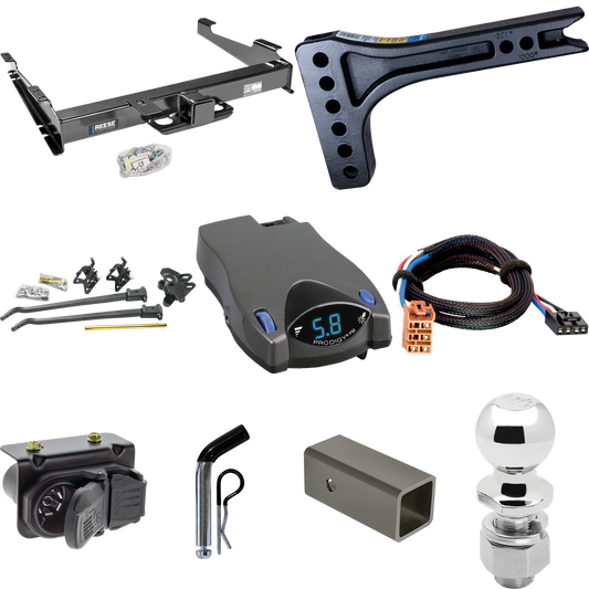 Fits 2003-2006 GMC Yukon XL 2500 Trailer Hitch Tow PKG w/ 15K Trunnion Bar Weight Distribution Hitch + Pin/Clip + 2-5/16" Ball + Tekonsha Prodigy P2 Brake Control + Plug & Play BC Adapter + 7-Way RV Wiring By Reese Towpower