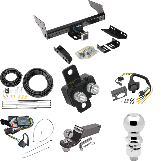 Fits 1996-2000 Plymouth Voyager Trailer Hitch Tow PKG w/ 7-Way RV Wiring + 2" & 2-5/16" Ball + Drop Mount By Reese Towpower