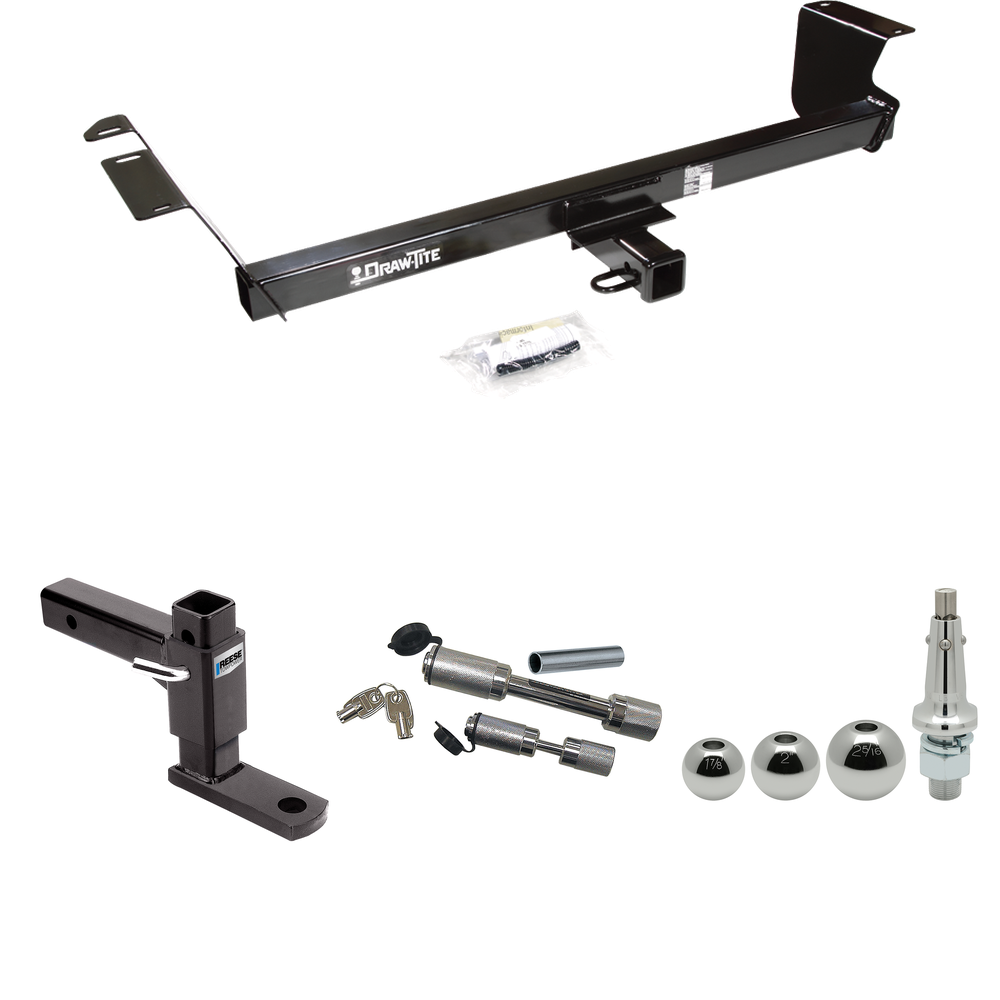 Fits 2008-2020 Dodge Grand Caravan Trailer Hitch Tow PKG w/ Adjustable Drop Rise Ball Mount + Dual Hitch & Copler Locks + Inerchangeable 1-7/8" & 2" & 2-5/16" Balls By Draw-Tite