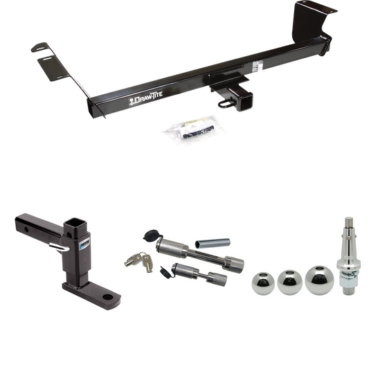 Fits 2008-2020 Dodge Grand Caravan Trailer Hitch Tow PKG w/ Adjustable Drop Rise Ball Mount + Dual Hitch & Copler Locks + Inerchangeable 1-7/8" & 2" & 2-5/16" Balls By Draw-Tite