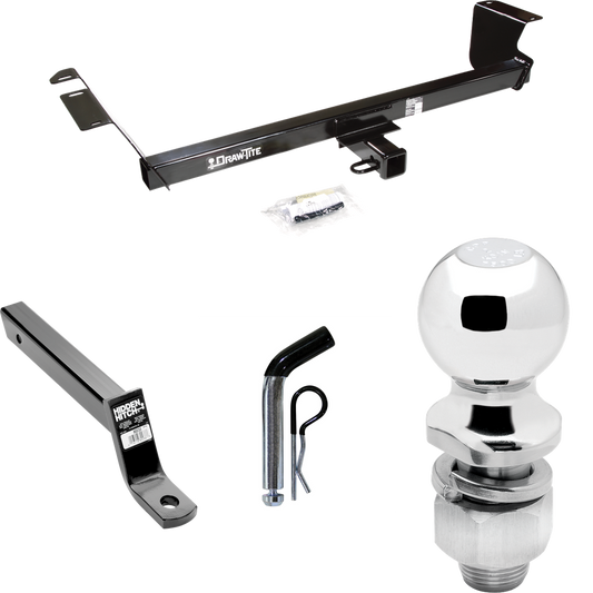 Fits 2009-2012 Volkswagen Routan Trailer Hitch Tow PKG w/ Extended 16" Long Ball Mount w/ 4" Drop + Pin/Clip + 2" Ball By Draw-Tite